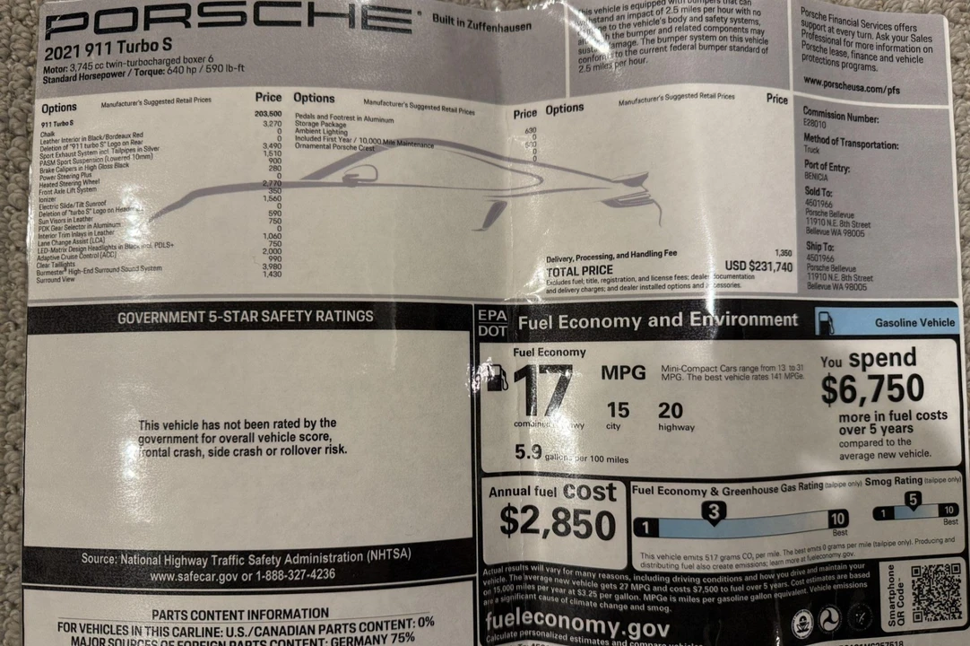 2021 Porsche 992 Turbo S - Image 7 of 7