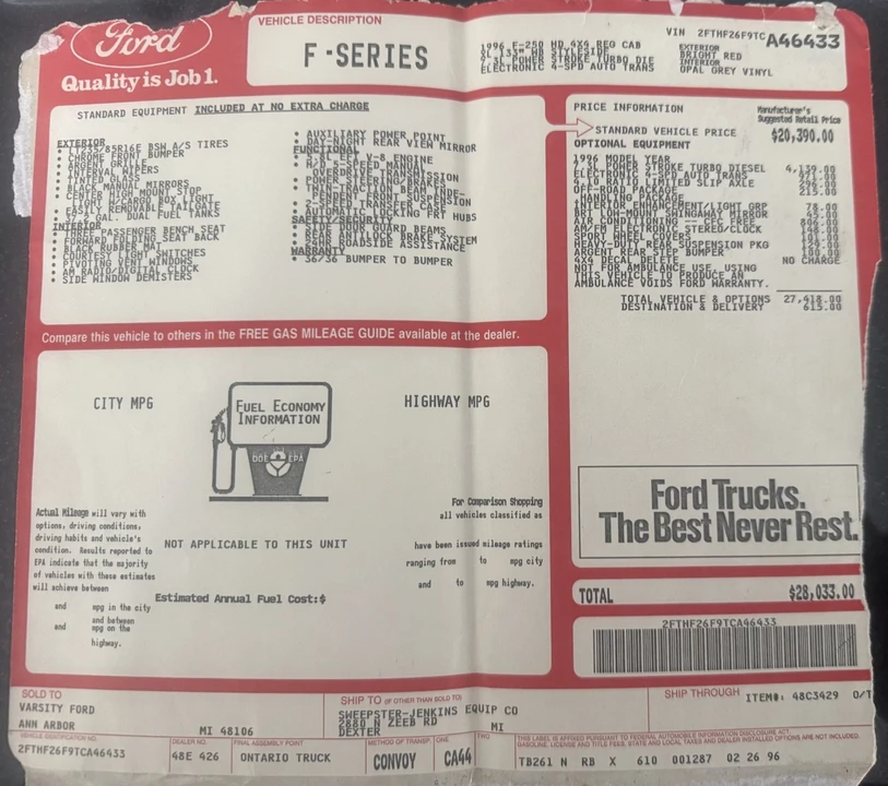 1996 Ford F-Series 9th Gen - Image 8 of 8