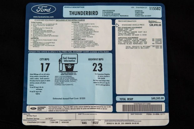 2002 Ford Thunderbird 11th Gen - Image 8 of 8