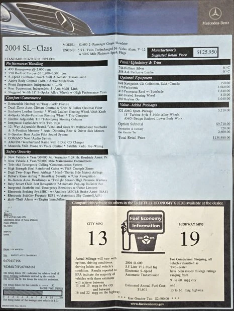 2004 Mercedes-Benz R230 SL-Class - Image 8 of 8