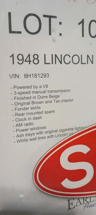 1948 Lincoln Continental 1st Gen - Image 2 of 10