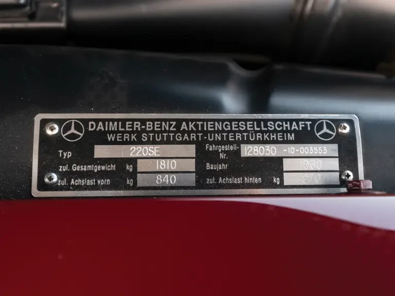 1960 Mercedes-Benz W128 - Image 31 of 31