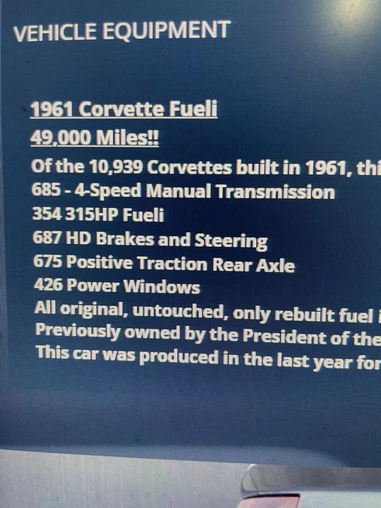 1961 Chevrolet Corvette C1 - Image 14 of 14