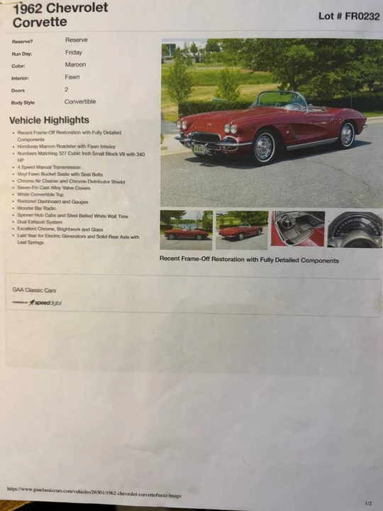 1962 Chevrolet Corvette C1 - Image 15 of 15