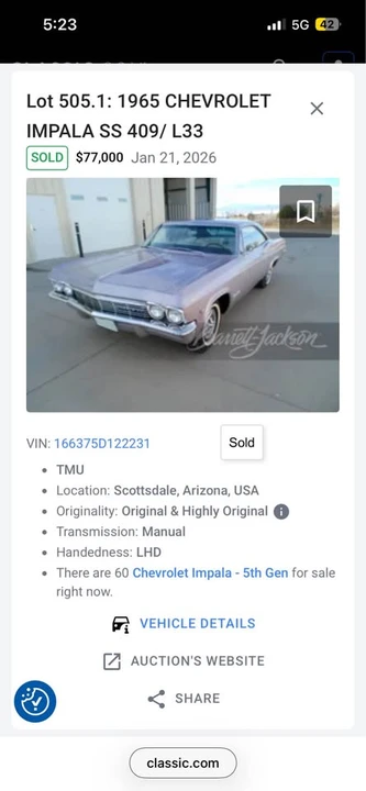 1965 Chevrolet Impala 4th Gen - Image 6 of 7