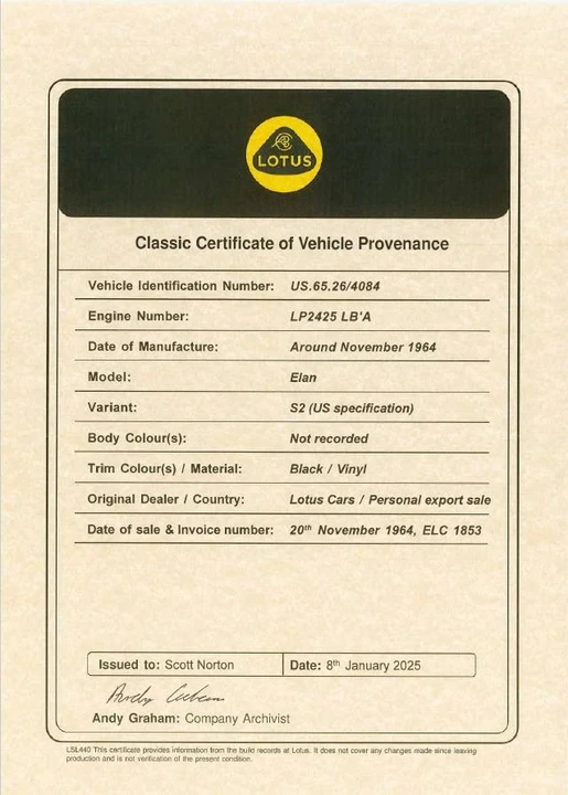 1965 Lotus Elan - Image 2 of 3