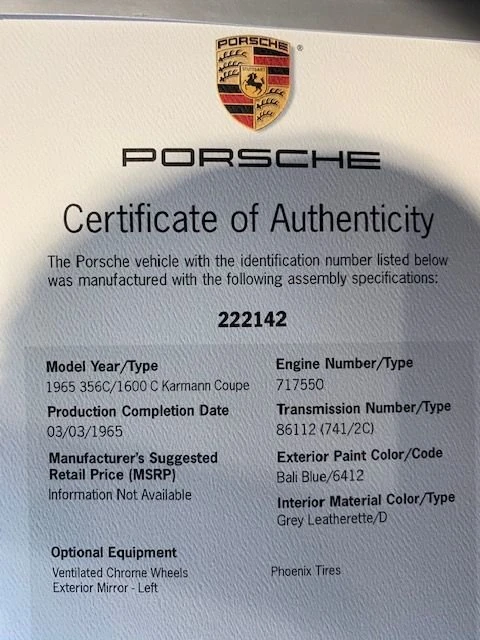 1965 Porsche 356 C - Image 17 of 17