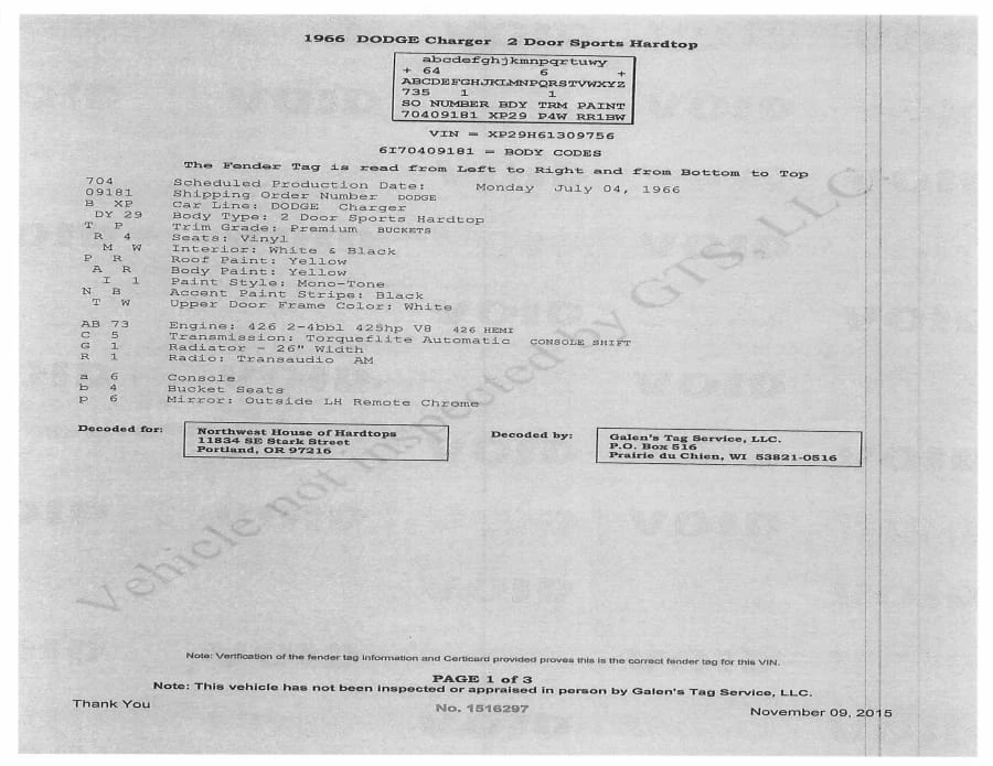 1966 Dodge Charger Hemi 1st Gen - Image 31 of 31
