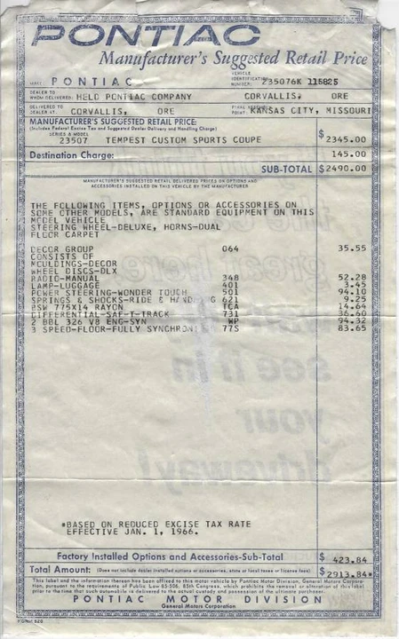 1966 Pontiac Tempest - Image 10 of 10