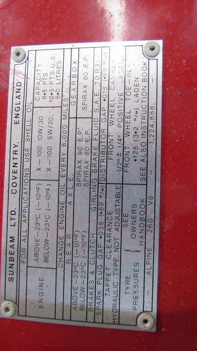 1966 Sunbeam Alpine Series V - Image 14 of 31