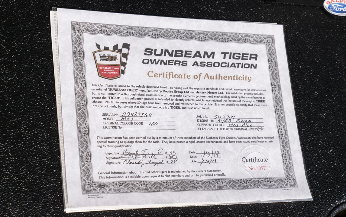 1966 Sunbeam Tiger Mark I - Image 30 of 30