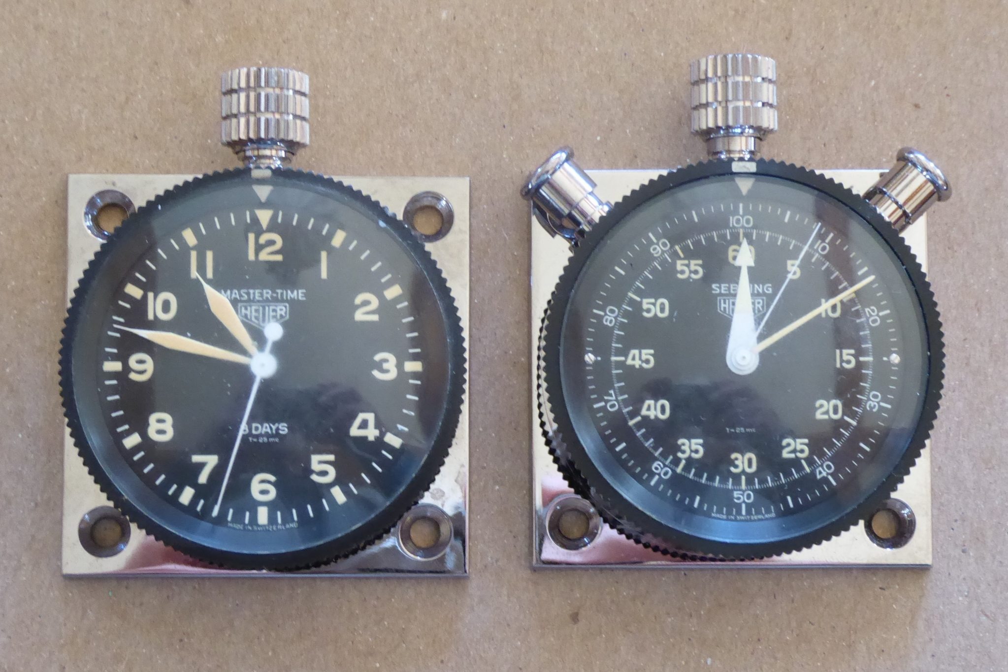 Heuer Master-Time and Sebring Dashboard Timers