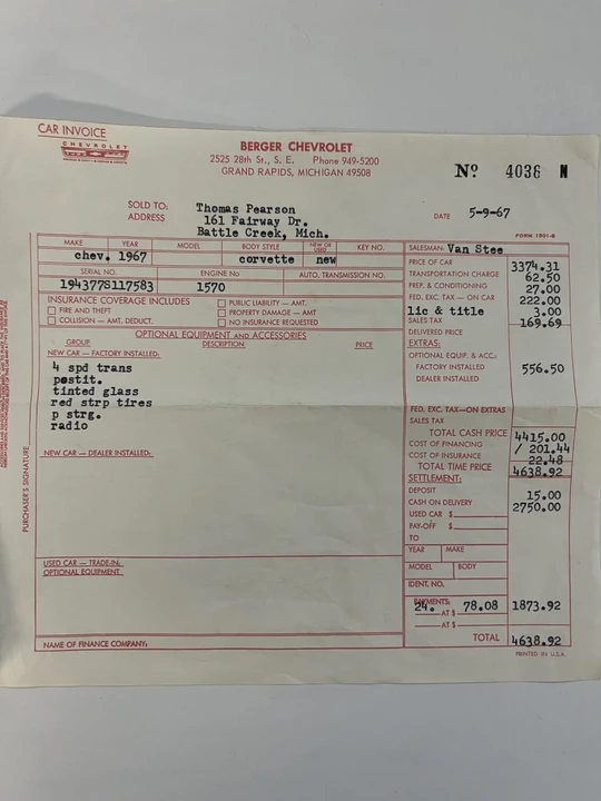 1967 Chevrolet Corvette C2 - Image 4 of 6