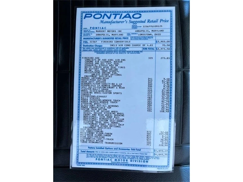1967 Pontiac Firebird 1st Gen - Image 28 of 30