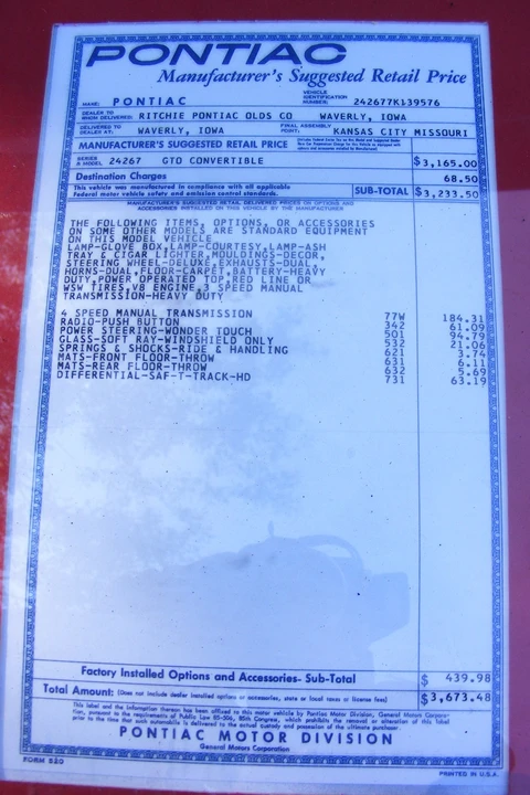 1967 Pontiac GTO 1st Gen - Image 31 of 31