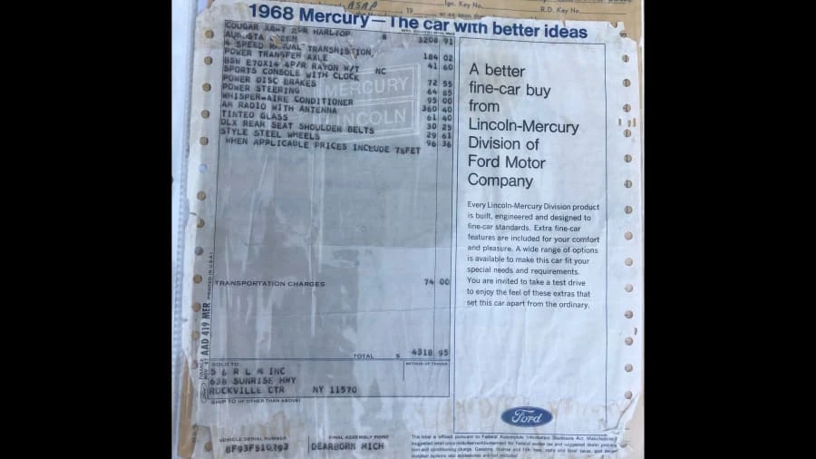 1968 Mercury Cougar 1st Gen - Image 8 of 8