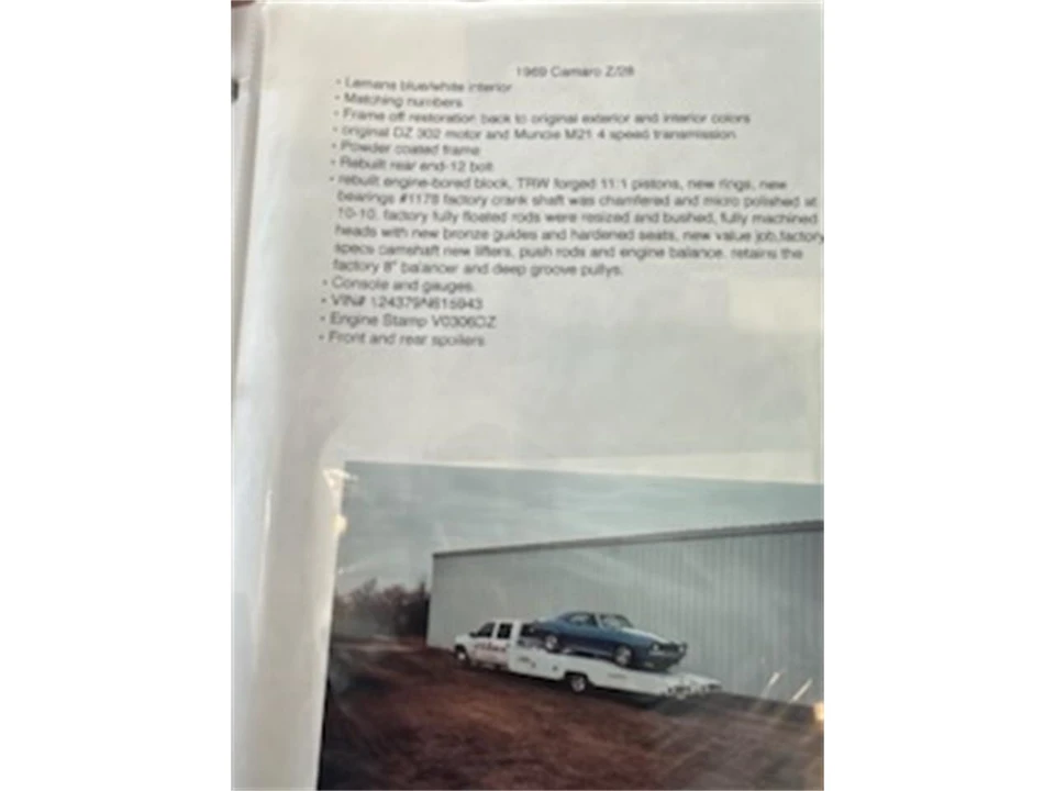 1969 Chevrolet Camaro Z/28 1st Gen - Image 22 of 31