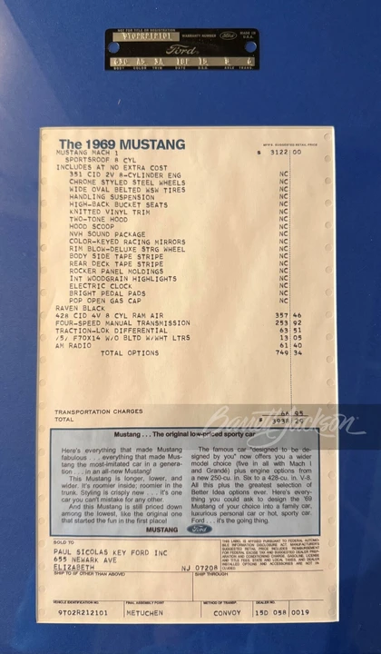 1969 Ford Mustang Mach 1 1st Gen (1969-1970) - Image 21 of 21