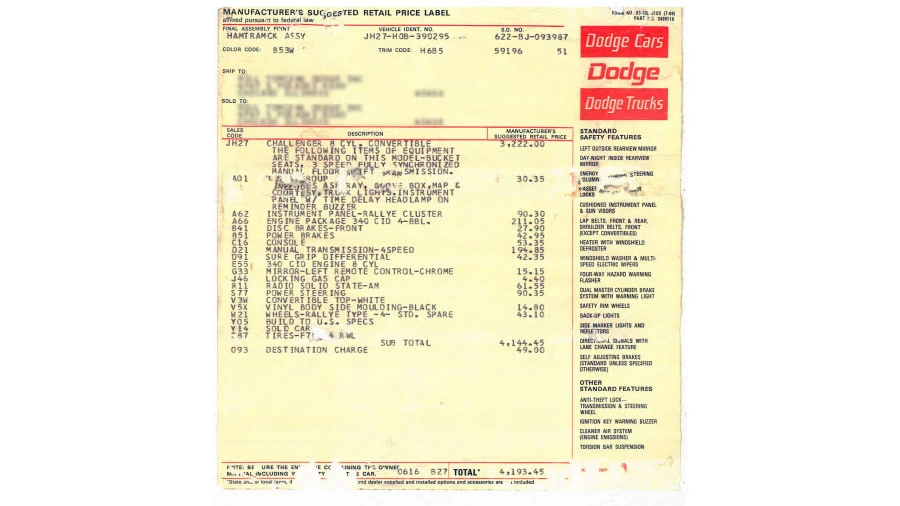 1970 Dodge Challenger 1st Gen - Image 8 of 8