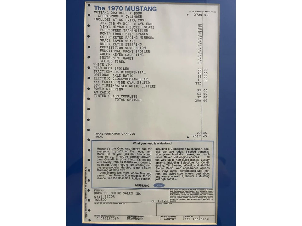 1970 Ford Mustang Boss 302 1st Gen - Image 13 of 31