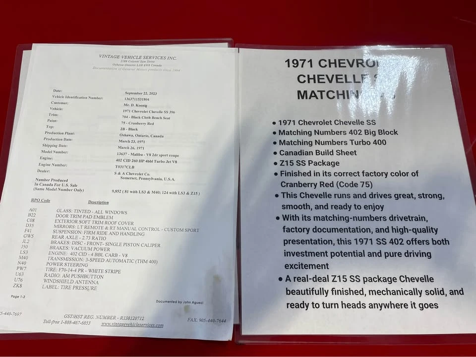 1971 Chevrolet Chevelle SS 2nd Gen - Image 19 of 19