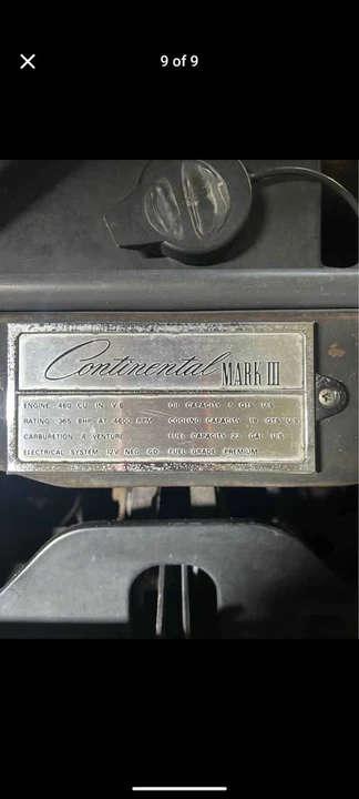 1971 Lincoln Continental Mark III - Image 9 of 9