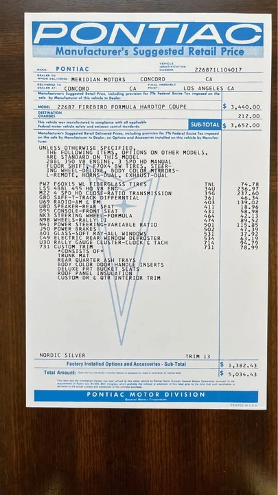 1971 Pontiac Firebird Formula 2nd Gen - Image 17 of 19