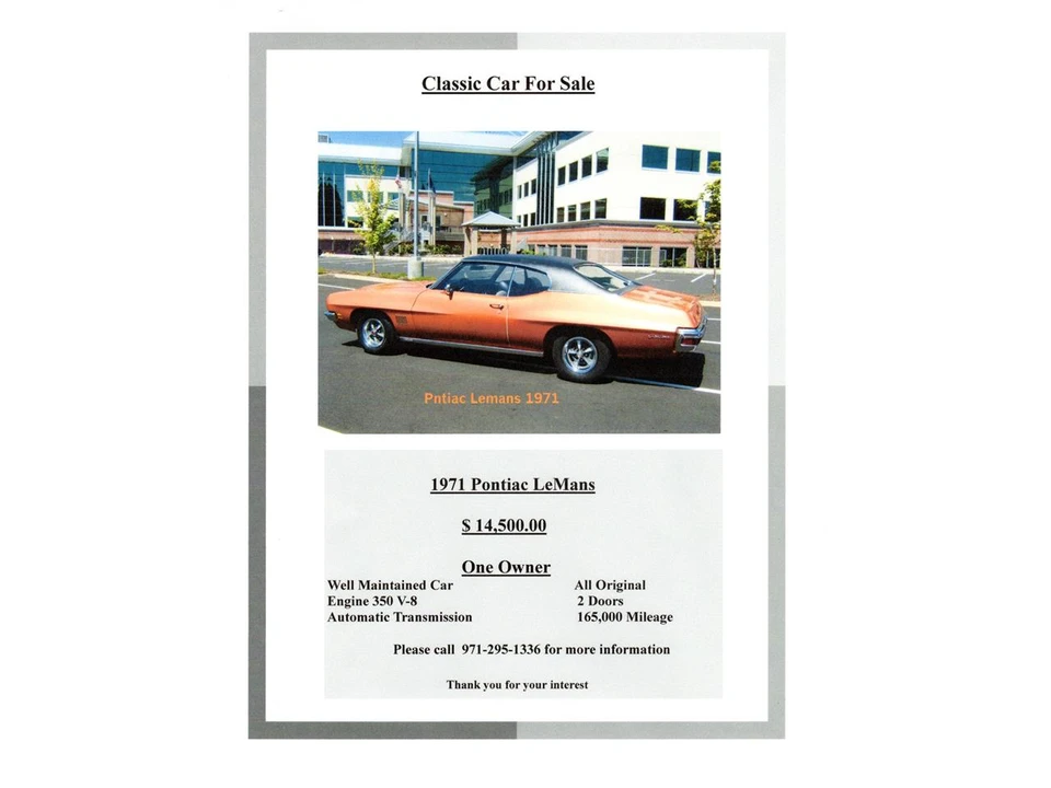1971 Pontiac LeMans 3rd Gen - Image 9 of 9