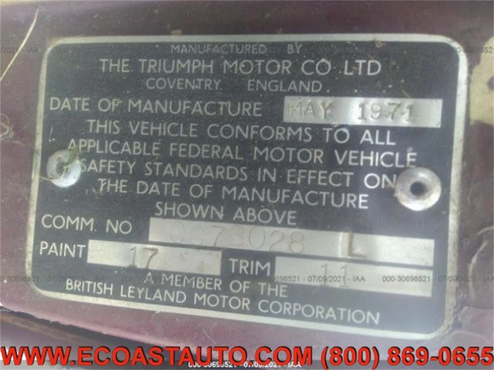 1971 Triumph TR6 CR/CC Carb - Image 10 of 10