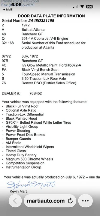 1972 Ford Ranchero 5th-7th Gen - Image 8 of 8