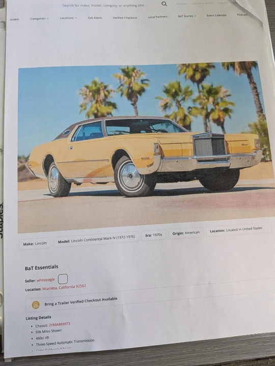 1972 Lincoln Continental 5th Gen - Image 2 of 24