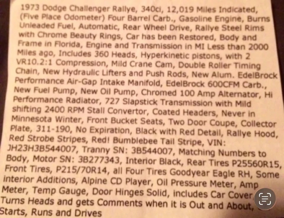 1973 Dodge Challenger 1st Gen - Image 12 of 12