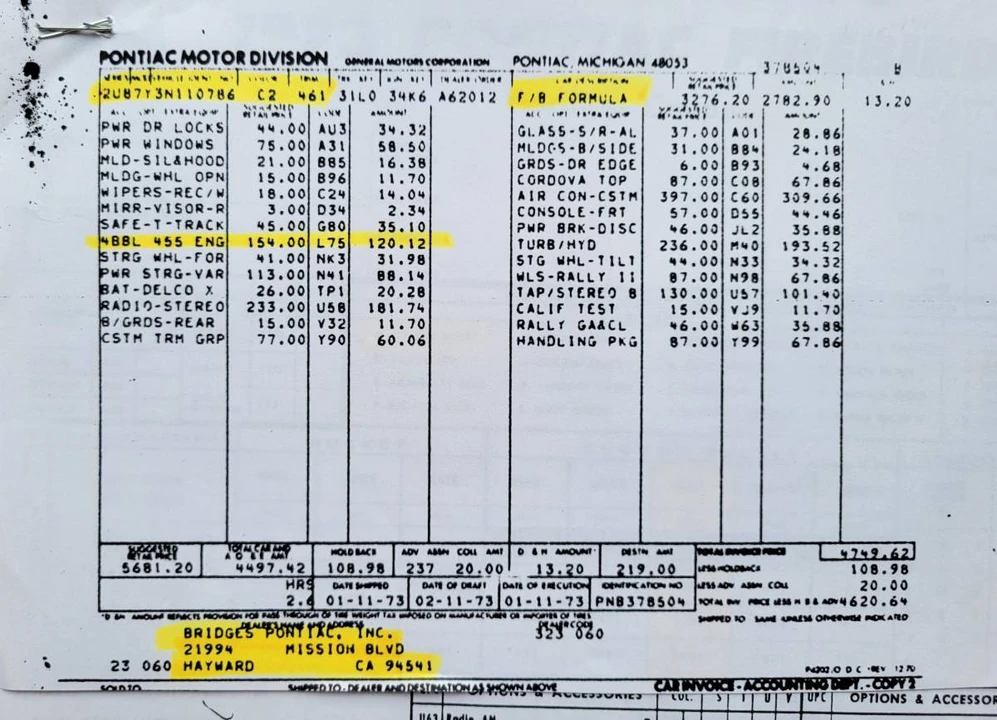 1973 Pontiac Firebird Formula 2nd Gen - Image 16 of 24