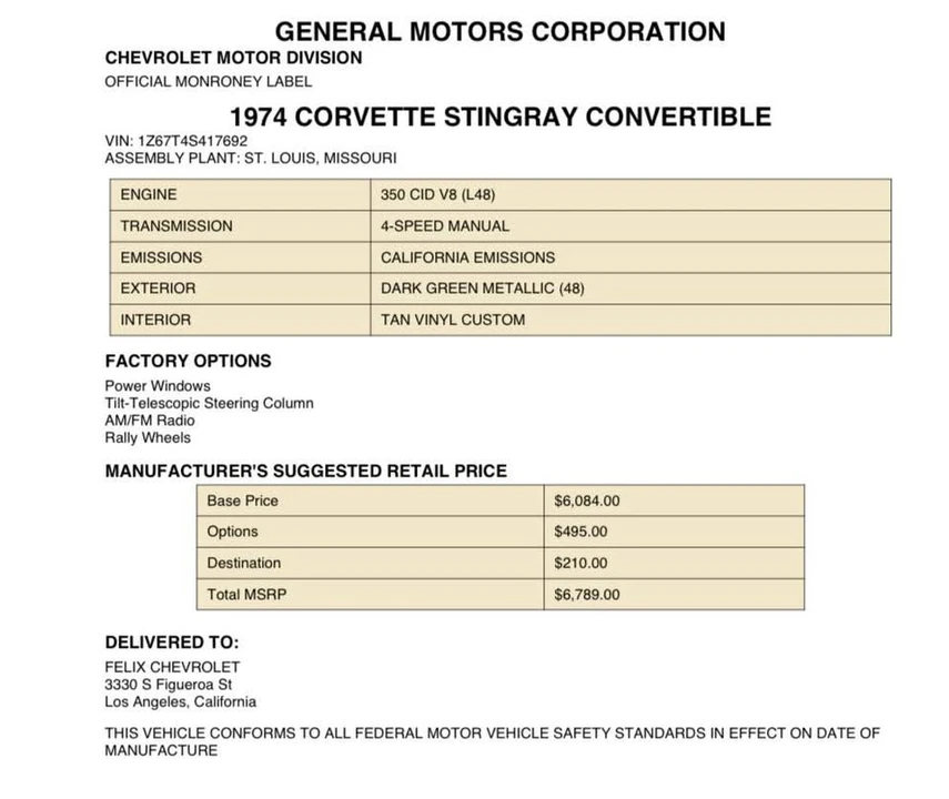 1974 Chevrolet Corvette C3 - Image 20 of 20
