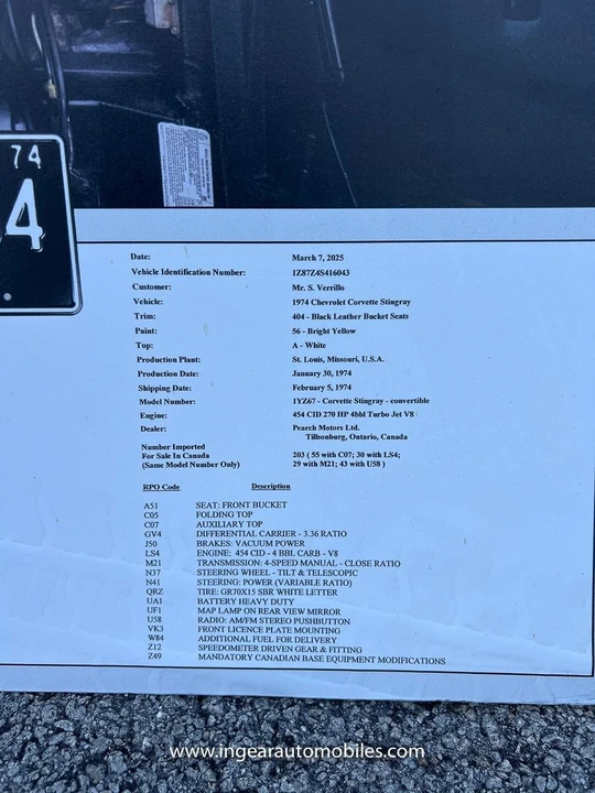 1974 Chevrolet Corvette C3 - Image 6 of 21