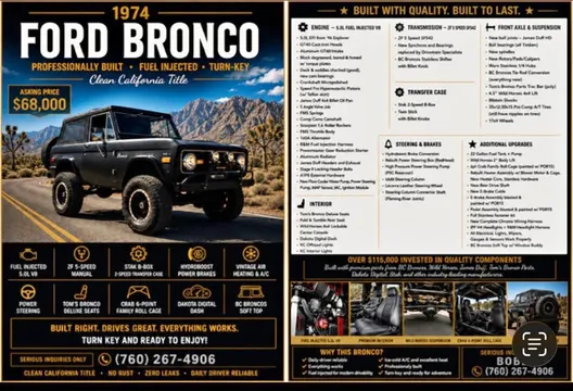 1974 Ford Bronco Sport Utility 2D