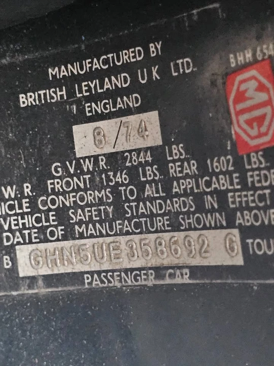 1974 MG MGB Roadster - Image 14 of 19
