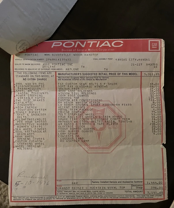 1976 Pontiac Bonneville 4th Gen - Image 18 of 18