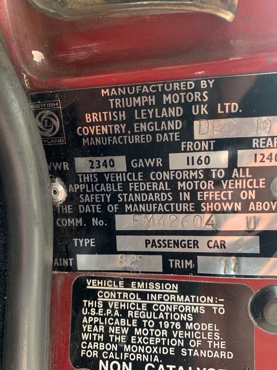 1976 Triumph Spitfire 1500 - Image 9 of 10