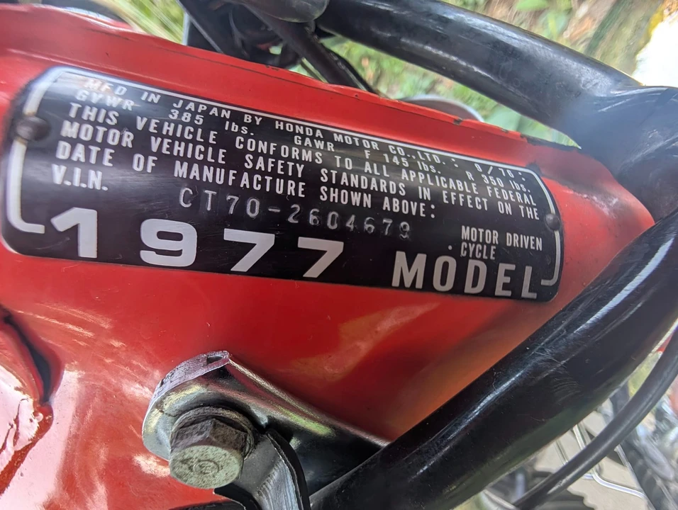 1977 Honda CT70 - Image 22 of 31