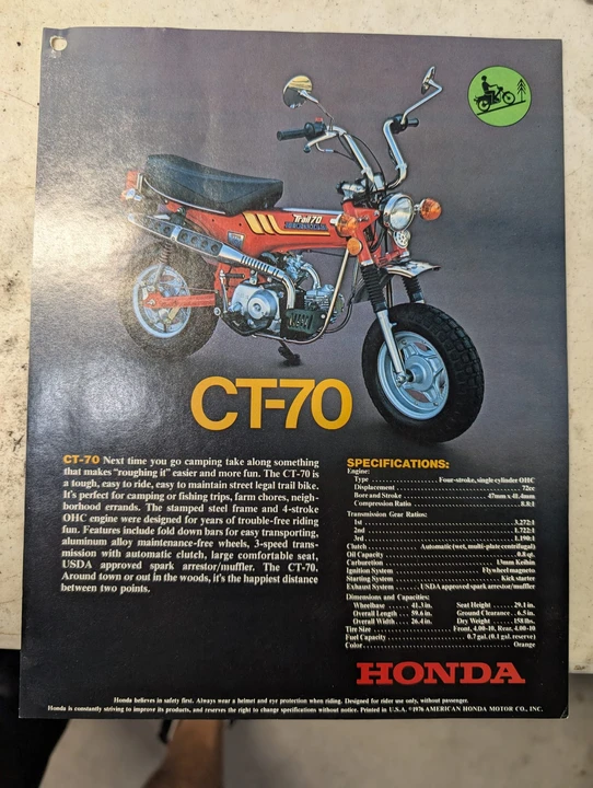 1977 Honda CT70 - Image 30 of 31