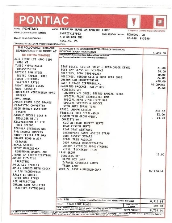 1977 Pontiac Firebird 2nd Gen - Image 5 of 21