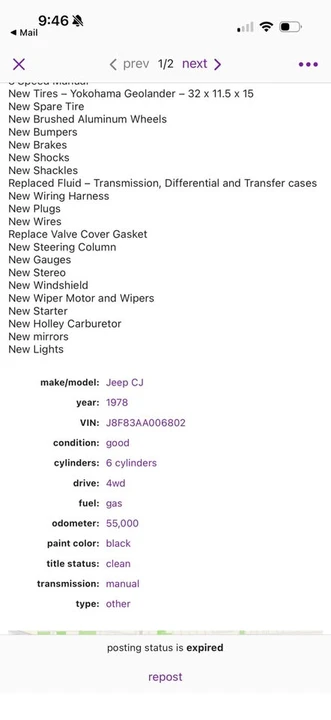 1978 Jeep CJ5 - Image 13 of 13