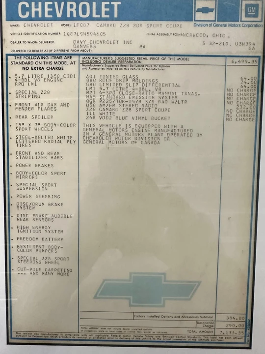 1979 Chevrolet Camaro 2nd Gen - Image 6 of 21