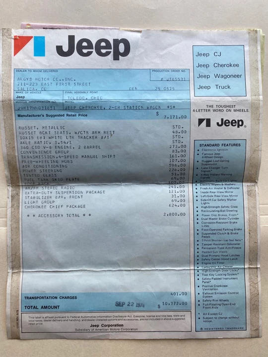 1979 Jeep SJ Cherokee - Image 26 of 30