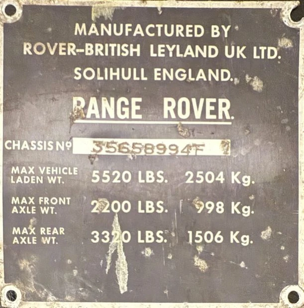 1979 Land Rover Range Rover Classic - Image 8 of 8