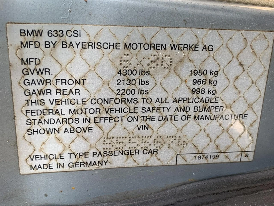 1980 BMW E24 6 Series - Image 18 of 20