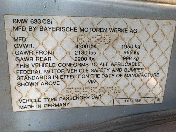 1980 BMW E24 6 Series - Image 9 of 10
