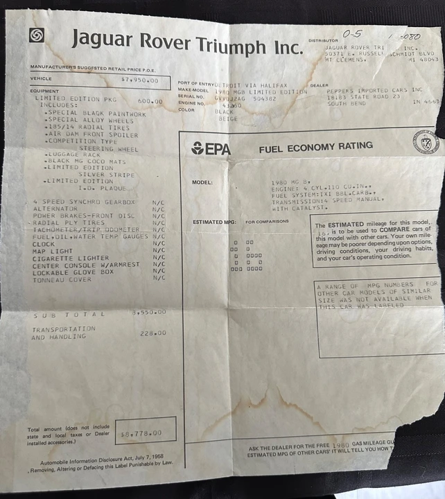 1980 MG MGB - Image 19 of 20