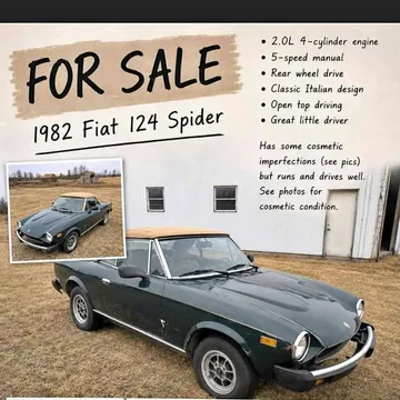 1982 Fiat 124 Spider Abarth Convertible 2D
